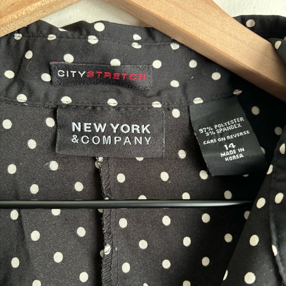 New York & Company City Stretch Polka Dot Button Up Blouse Office Workwear Sz 14 - Picture 4 of 16